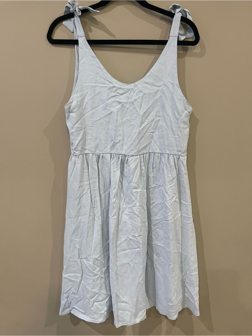 Sun Break Soft Blue Tie-Shoulder Mini Dress